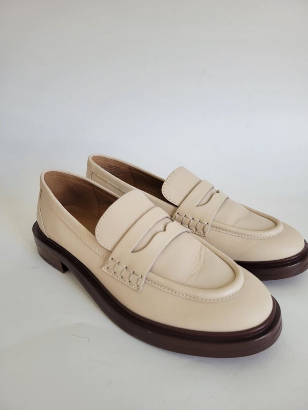 Madewell Women Vernon Ecru Cream Leather Penny loafer size 7 Chunky Preppy - Picture 7 of 8